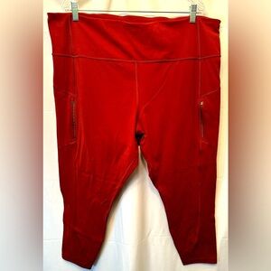 Athleta Rainier Tight 3X Plush SuperSonic Brick Red Color 40-42” Waist 26 Inseam
